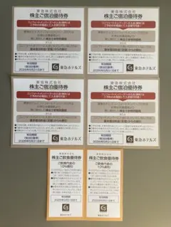 東急ホテルズ宿泊優待券4枚 ご飲食優待券2枚セット （東急電鉄 株主優待）