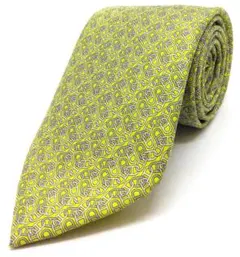 エルメス ネクタイ シェーヌダンクル柄 ライトグリーン 中古超美品(12125)