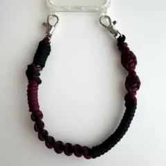 ヴィッセル神戸カラー　パラコード　スマホハンドストラップ　ボルドー×黒