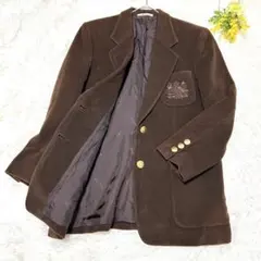 アクアスキュータム　テーラードジャケット　金ボタン　ブラウン　Lサイズ　刺繍