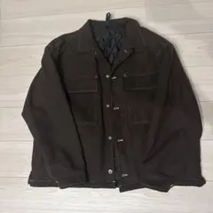 ダークブラウン キルティングジャケット ホワイトステッチ