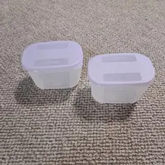 食品保存容器 2個セット 透明・紫色の蓋