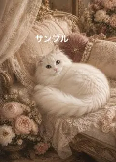 一作限り】花咲く庭の白猫 水彩 L660 - メルカリ