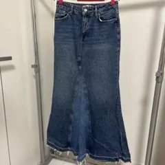 ZARA デニムフレアロングスカート XS