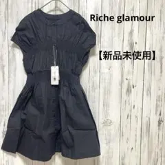 t254【Riche glamour】新品シャーリングブラウス　チュニックのサムネイル