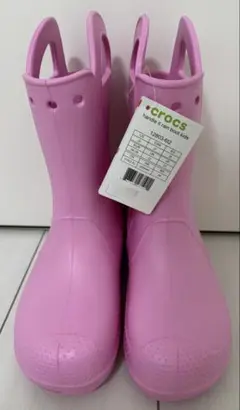 専用品crocs クロックスピンク 長靴 ハンドル付き21cmレインシューズ