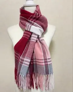 【ラスト1点】100%パシュミナカシミヤ 大判ストールチェック柄ら軽量あたたかい