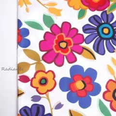 289.【110×50㎝】 大花柄 USAコットン シーチング はぎれ布生地 白