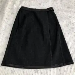バーバリー ダークデニム ラップスカート ベルト付き