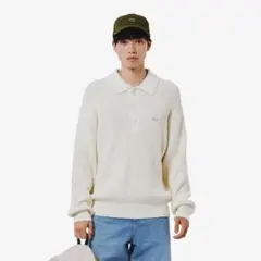 LACOSTE ワッフルニットポロセーター