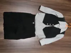 キッズ スーツ・ブレザー 100cm 黒・白ストライプ　入園式　結婚式