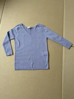 美品★スピック&スパン　ラベンダー色　Vネック サマーニット Mサイズ