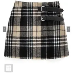GRL インパン裏地付きチェック柄ベルトラップ風ミニスカート tu1456 S