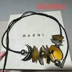 MARNI ❣️モダン ネックレス レザー ホワイト イエロー シルバー球体のサムネイル