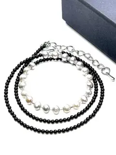 【高品質テリ最強】本真珠シルバーグレーベビーパール＆トルマリンネックレス超希少