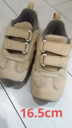 ASICS ベージュ ベルクロ キッズシューズ