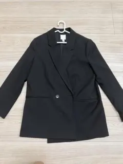 H&M ブラック ダブルブレストジャケット 165/96A
