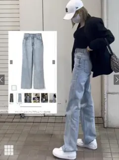 フリンジヘムセミフレアデニムパンツ