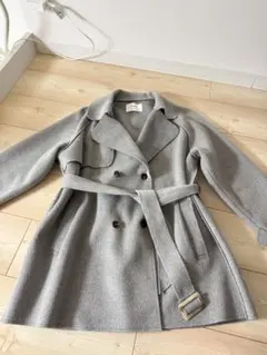 グレー ベルト付き チェスターコート