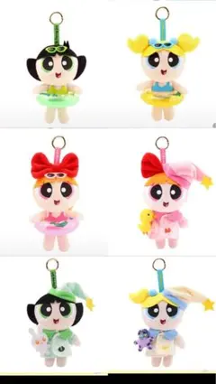 水着 パジャマパワーパフガールズ ぬいぐるみ キーホルダー マスコットストラップ