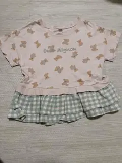 クマプリント フリル付きTシャツ 100cm