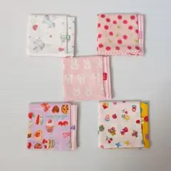 ハンドメイド　ガーゼハンカチ　ミニ　５枚セットＤ