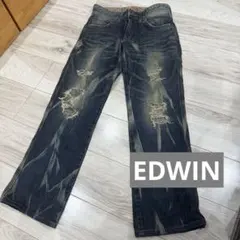 EDWIN 503 ダメージ加工 ダークブルージーンズ　Sサイズ　28インチ