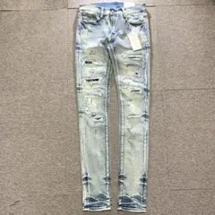 mnml ミニマル ペイズリーストレッチスキニーデニム blue 29インチ