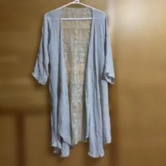 fifthシースルー刺繍ロングカーディガン　グレー