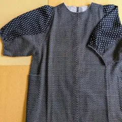 藍染古布リメイク・ワンピース ５分丈袖　美品