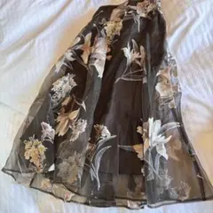 シフォンフレアスカート 花柄 美品