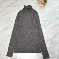 ザンパ タートルネック長袖リブニットきれいめタイト細見えグレーM着回しこなれ感のサムネイル