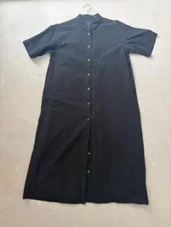 無印良品　後ろヨーク切り替え襟付きシャツワンピース(ブラック)のサムネイル
