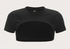 ブラック クロップドTシャツ　半袖