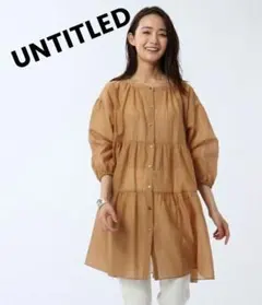 UNTITLED アンタイトル　シアー　ティアード　ノーカラーブラウス