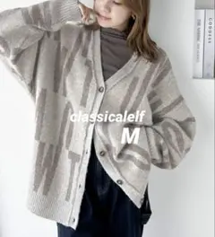 classicalelf 前後2wayポリエステルBIGロゴカーディガン