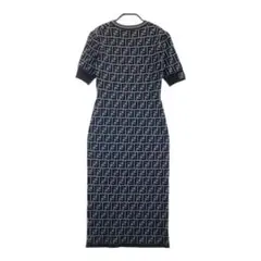 FENDI フェンディ 総ズッカ柄 ロゴプリント 半袖ロングワンピース