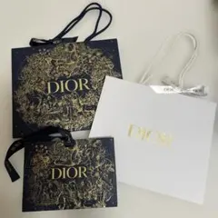 Dior ショップ袋3点セット ネイビー ゴールド装飾　ホワイト