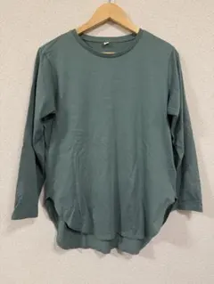 UNIQLO 長袖Tシャツ 薄手 コットンロングシャツ Mサイズ グリーン系