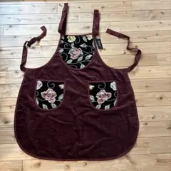 Hotman 花柄刺繍ポケット付きエプロン