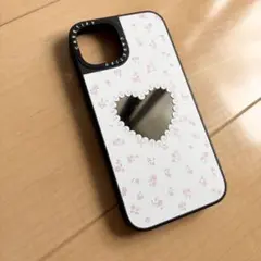 iPhone14 casetify pearly heart ミラー　ハート
