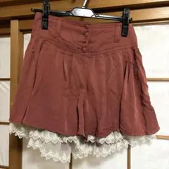 裾レース付き フレアキュロットパンツのサムネイル