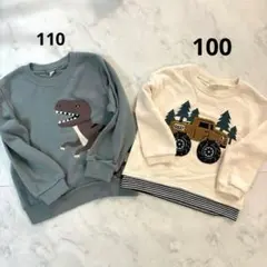 110 110 キッズ 長袖トレーナー 男の子 恐竜　2枚セット