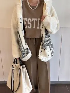 LASUD☆ ペイズリーボアブルゾン