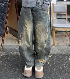 く*の様 bolan似 white blue boots cut denim o - メルカリ