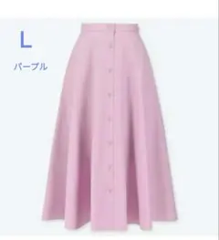 ユニクロ フロントボタンサーキュラースカート L パープル