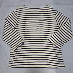 無印良品七分丈ボートネックボーダーカットソー