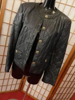 レザージャケット ノーカラー