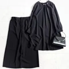 極美品【大きいサイズ3L】パールチュニックブラウス&フレアパンツセットアップ