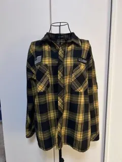 長袖シャツ 黒と黄色チェック
